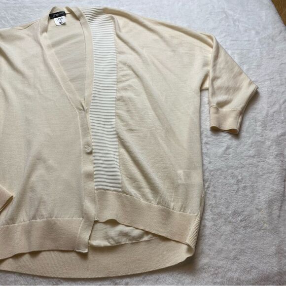 Crea Concepts Cream Asymmetrical Cardigan Size 38 - Picture 7 of 12